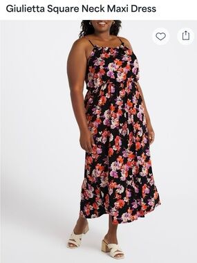 Floral Square Neck Dress